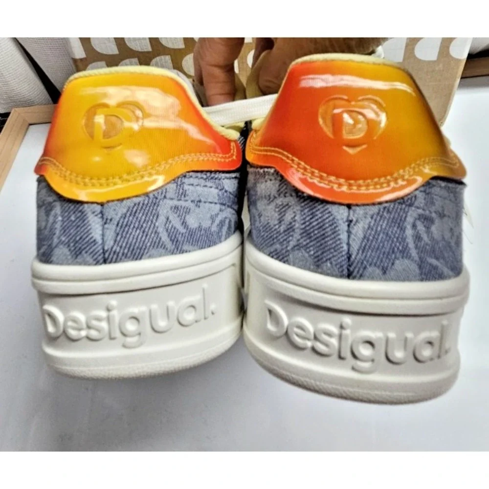Desigual Women leather fabric patchwork laced up Sneakers Low US 10/EUR41‎